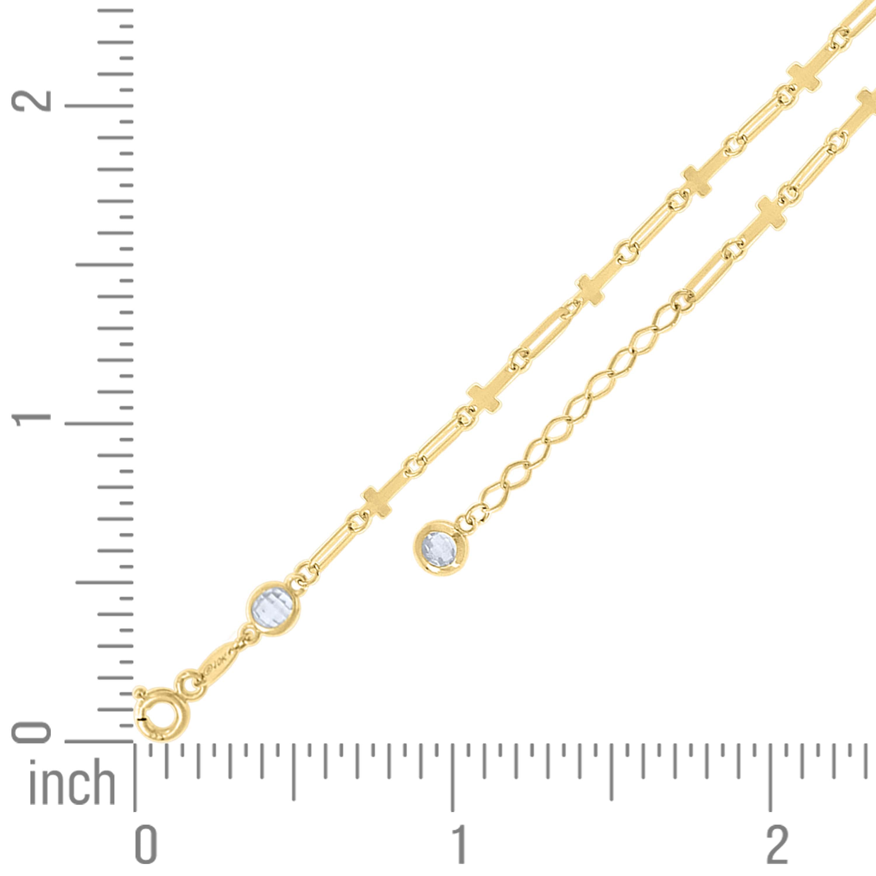 14kt Yellow Gold Womens Cubic-Zirconia Cross Link Bracelet Size 8 Inches