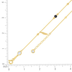 14kt Yellow Gold Womens Cubic-Zirconia Black Beaded Feather Fashion Charms Anklet Size 10 Inches