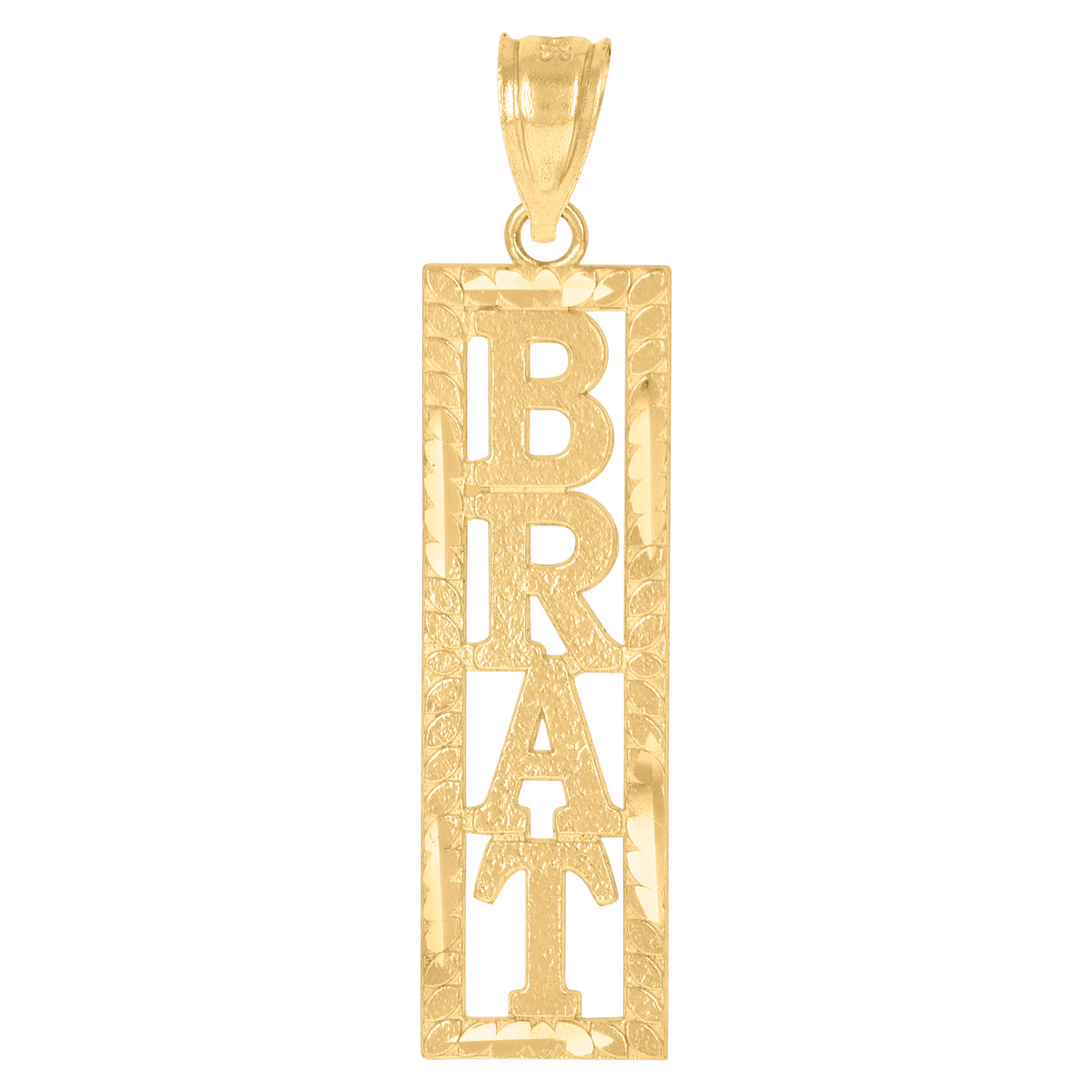 10kt Yellow Gold Unisex Brat Letters & Words Charm Pendant