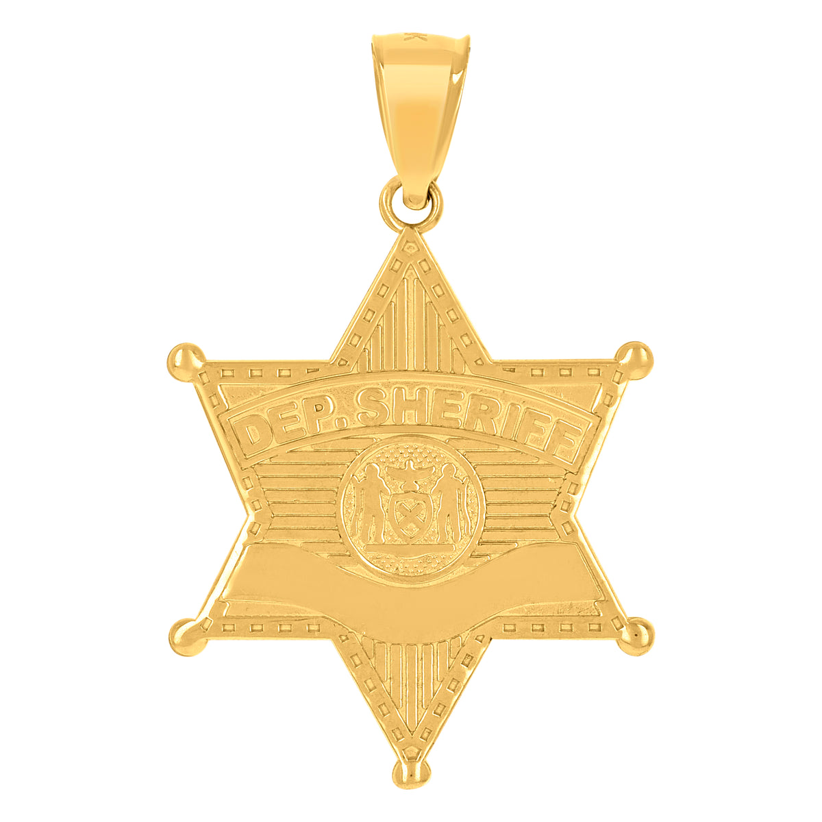 10kt Yellow Gold Unisex Department Sheriff Badge Charm Pendant