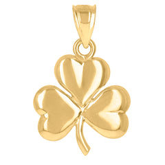 10kt Yellow Gold Unisex Clover Leaf Luck Charm Pendant