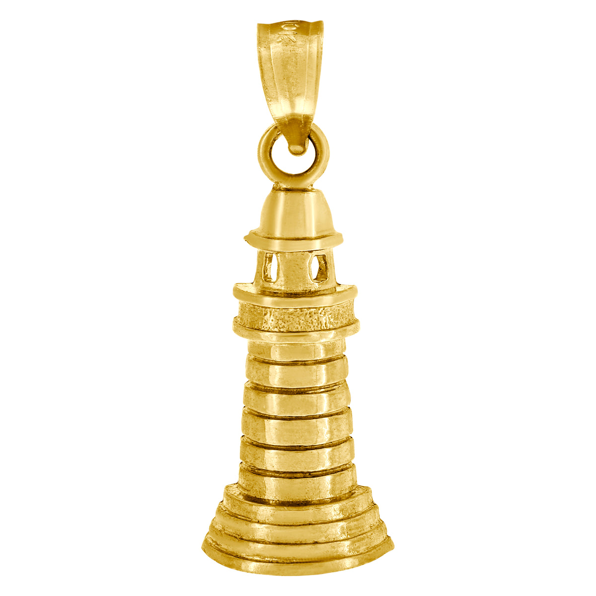10kt Yellow Gold Unisex Light House Charm Pendant