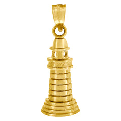 10kt Yellow Gold Unisex Light House Charm Pendant