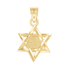 10kt Yellow Gold Unisex Star Of David Religious Charm Pendant