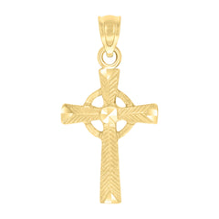 10kt Yellow Gold Unisex Textured Cross Religious Charm Pendant