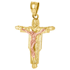 10kt Gold Two-Tone Unisex Jesus Religious Charm Pendant