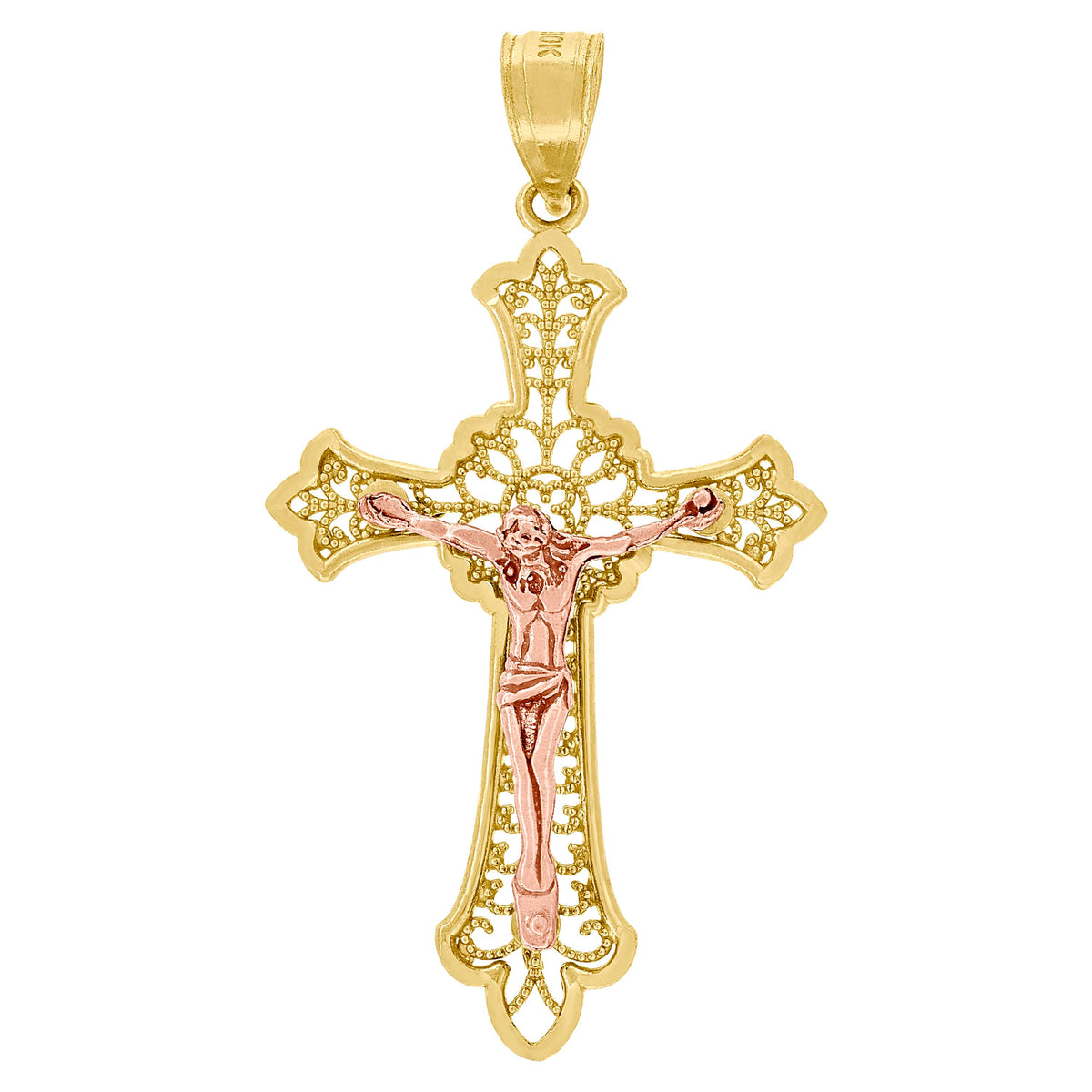 10kt Two-Tone Gold Womens Cubic-Zirconia Double Heart Charm Pendant