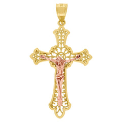 10kt Two-Tone Gold Womens Cubic-Zirconia Double Heart Charm Pendant