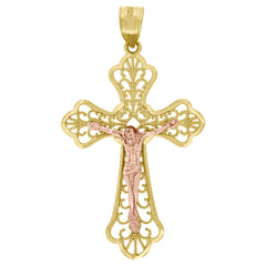 10kt Two-tone Gold Womens Cubic-Zirconia Double Heart Charm Pendant