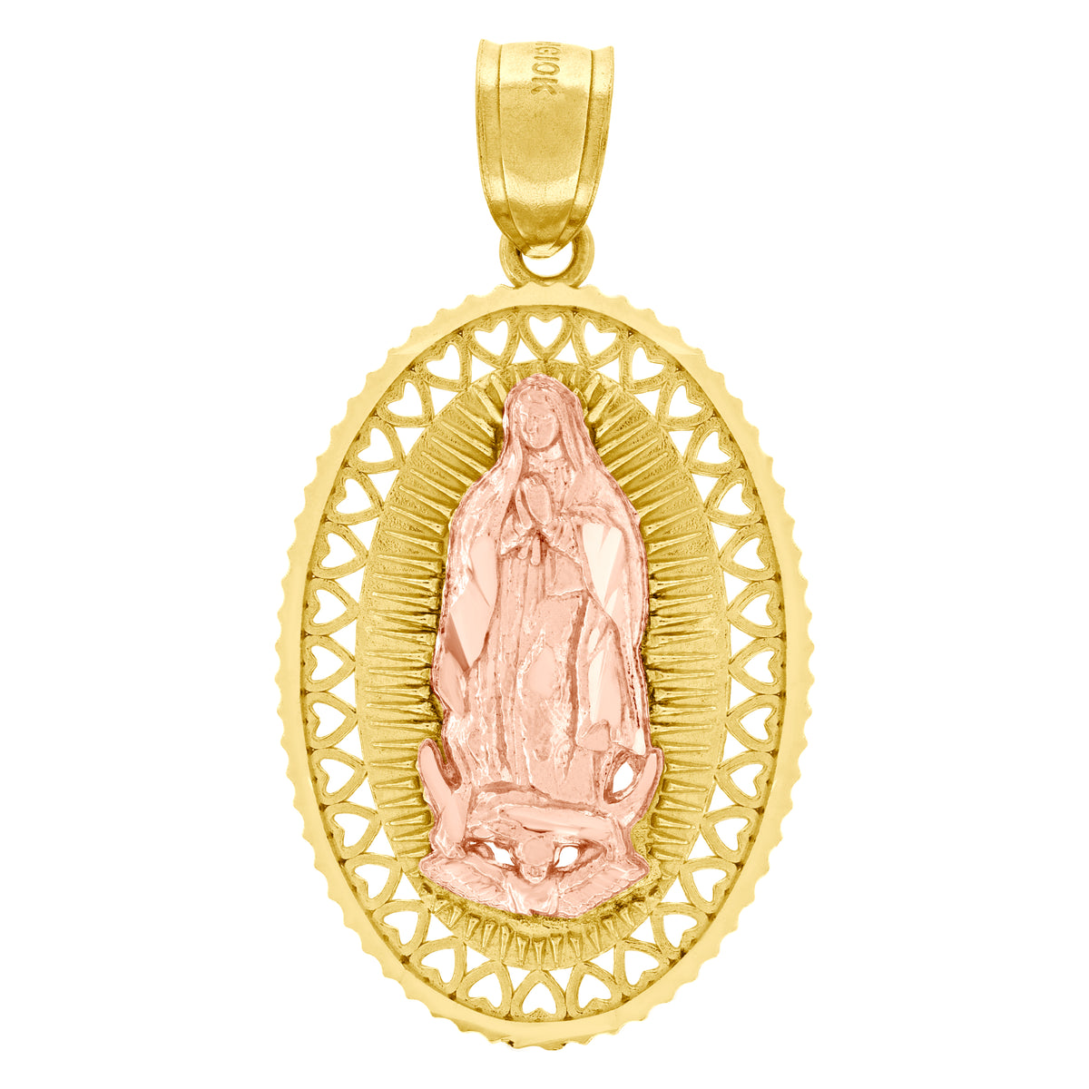 10kt Two-Tone Gold Unisex Lady Of Guadalupe Religious Charm Pendant
