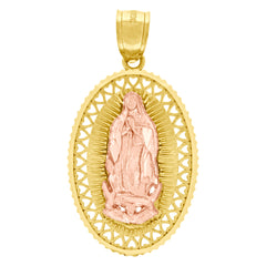 10kt Two-Tone Gold Unisex Lady Of Guadalupe Religious Charm Pendant