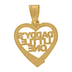10kt Gold Yellow Diamond-Cut Unisex Daddy's Little One Heart Charm Pendant