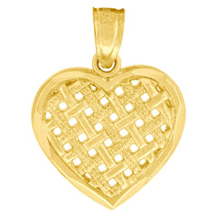 10kt Yellow Gold Diamond-Cut Unisex Heart Charm Pendant