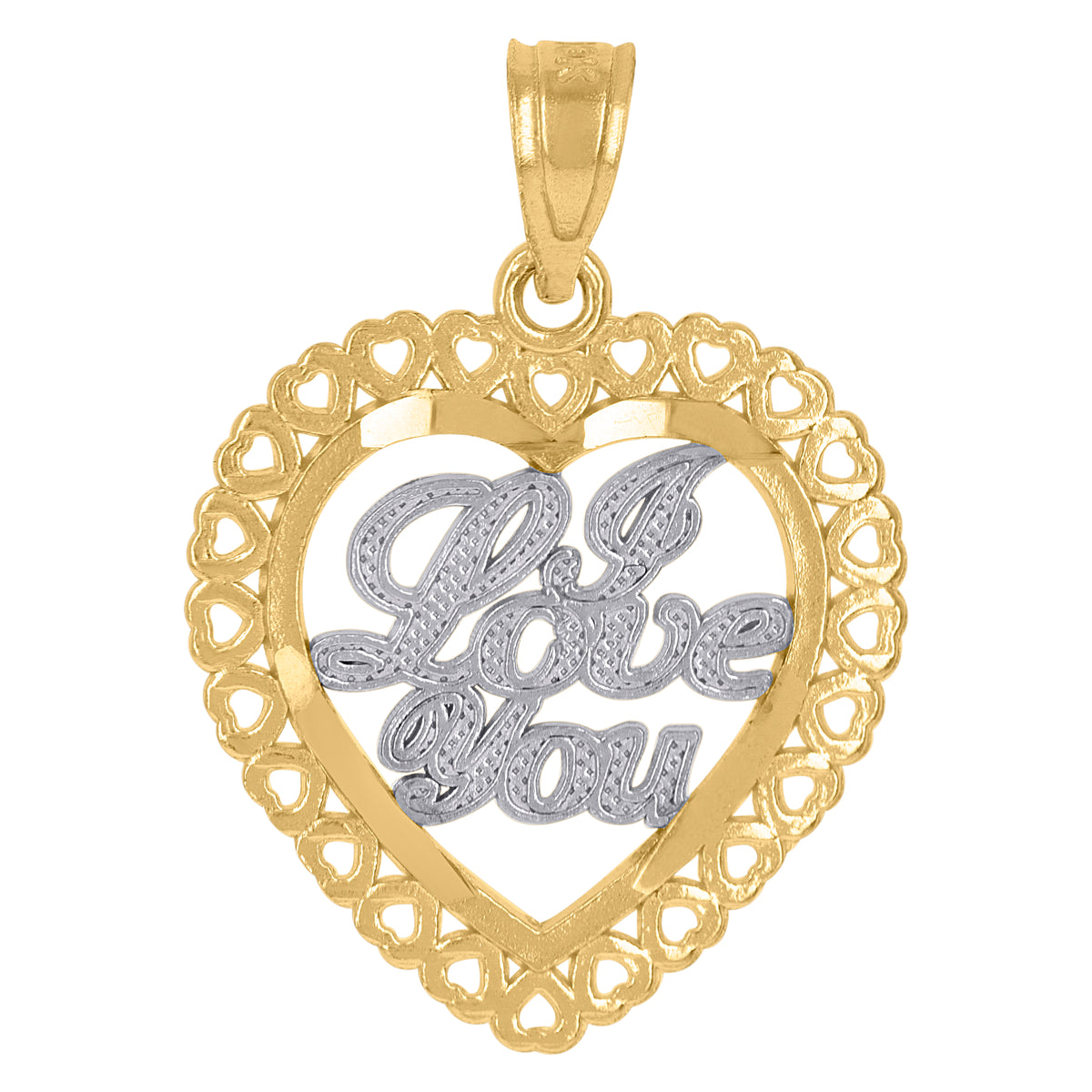 10kt Yellow Gold Unisex I Love You Heart Charm Pendant