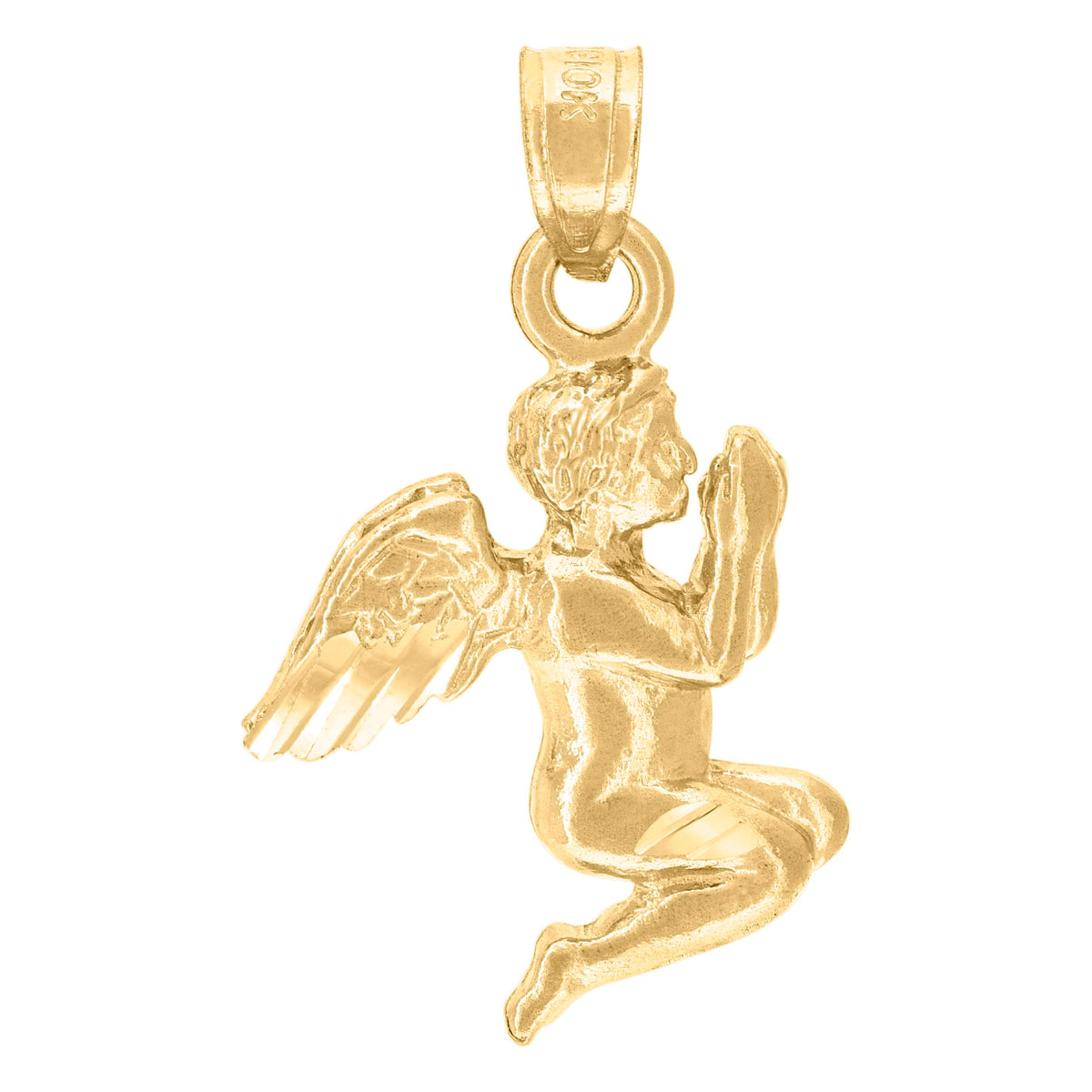 10kt Yellow Gold Unisex Praying Angel Religious Charm Pendant