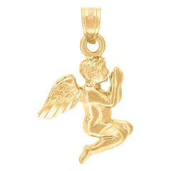 10kt Yellow Gold Unisex Praying Angel Religious Charm Pendant