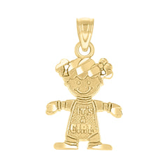 10kt Yellow Gold Diamond-Cut Baby Girl Charm Pendant