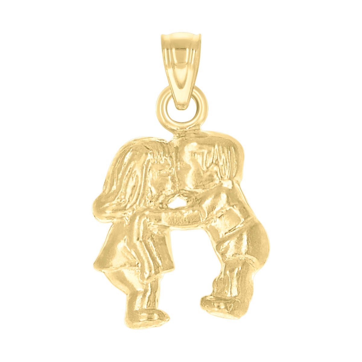 10kt Yellow Gold Womens Baby Girl Boy Kissing Charm Pendant