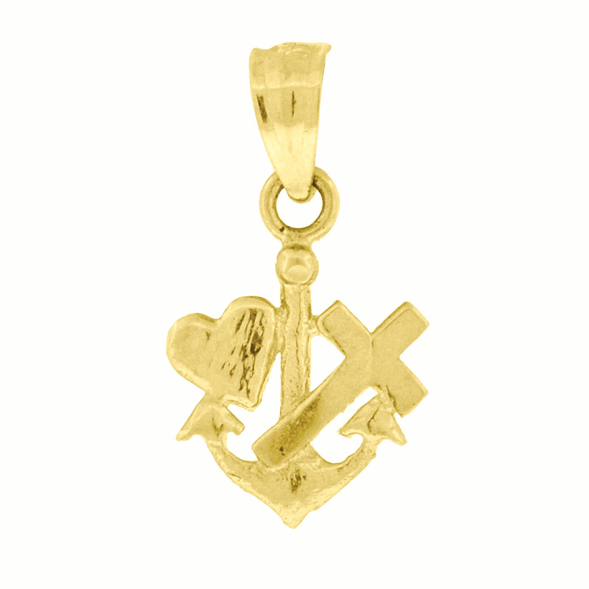 10kt Yellow Gold Unisex Anchor Heart Cross Charm Pendant