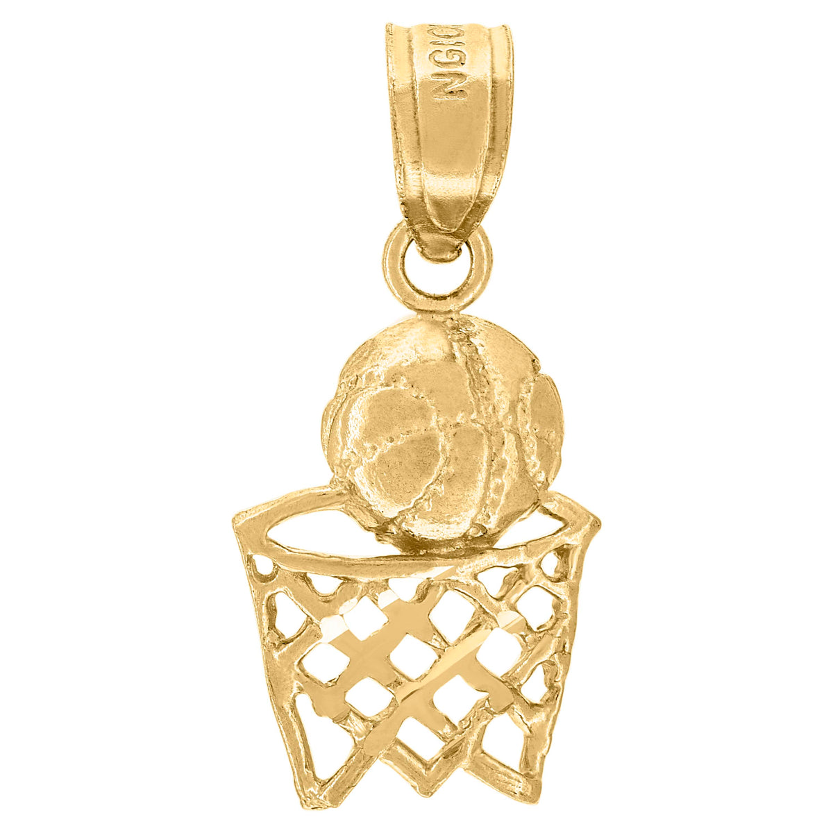 10kt Yellow Gold Unisex Child Basket Ball Sports Charm Pendant