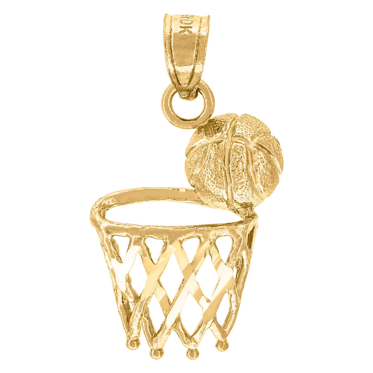 10kt Yellow Gold Unisex Basket Ball Sports Charm Pendant