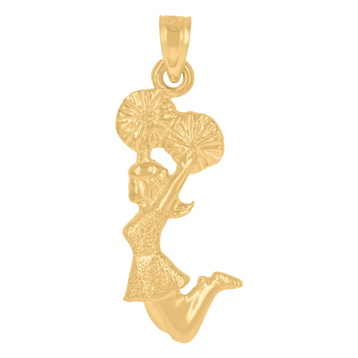 10kt Yellow Gold Textured Womens Cheer Girl Sports Charm Pendant