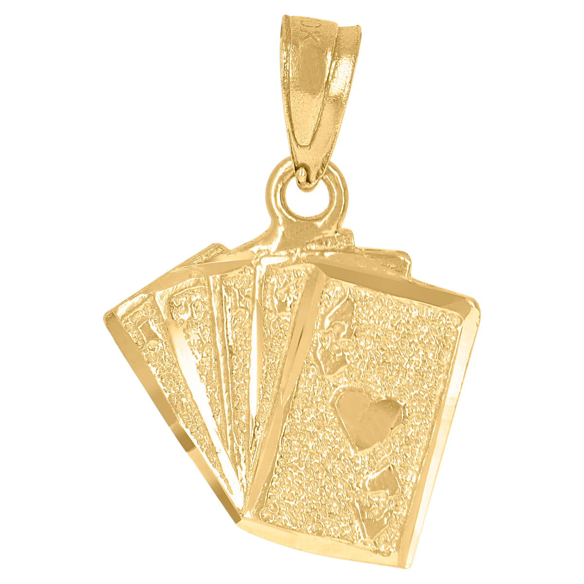 10kt Yellow Gold Textured Mens Ace Of Hearts Cards Gambling Charm Pendant