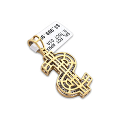 10k Gold 0.75CTW Natural Diamond "$" Pendant Mens Charm 4.8gms