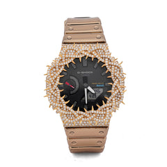 Casio G-Shock GA-2100 7.5 CT Natural Diamond Yellow Thorn Bezel Iced Out Watch