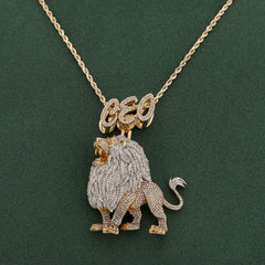 10k Yellow Gold CEO Lion Animal Charm 7.5CTW Natural Diamond Mens Charm 37.1gms