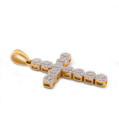 Mens Religious Cross 0.50 CTW Natural Diamond 10k Gold Pendant 1.9g Charm