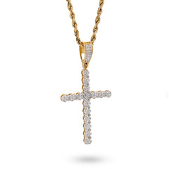 10k Yellow Gold 0.50CTW Natural Diamond Prong Set Cross Pendant Mens Religious Charm 2.9g