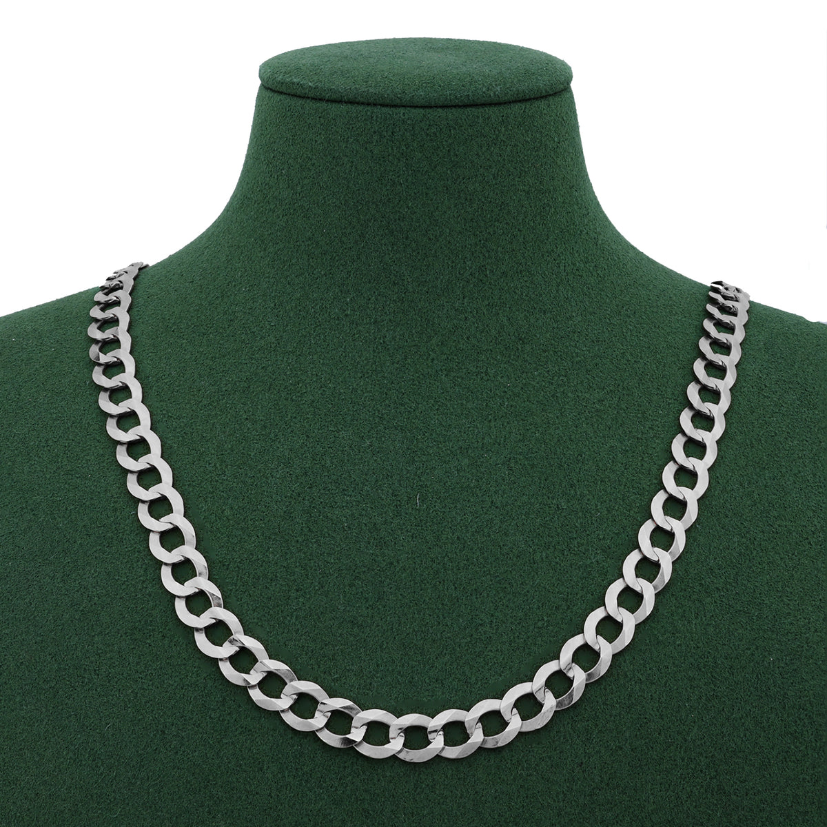 10k White Gold Solid Flat Cuban Chain 2.3gms to 196gms Necklace 2MM to 15.8MM Sizes 14" to 30"