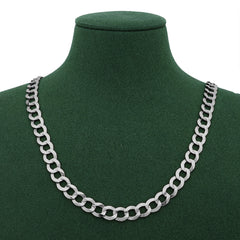 10k White Gold Solid Flat Cuban Chain 2.3gms to 196gms Necklace 2MM to 15.8MM Sizes 14" to 30"