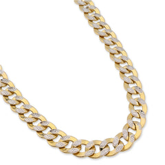 10k Yellow Gold Hollow Cuban Pave Chain 2MM to 10.8MM All Sizes Available 14" to 30" Necklaces