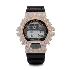 Casio G-Shock DW-6900 4.6 CT Natural Diamond Yellow Iced Out Black Watch