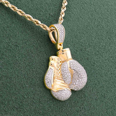 Boxing Glove 0.5CTW Natural Diamond 10k Gold Mens Pendant Charm 4.3gms