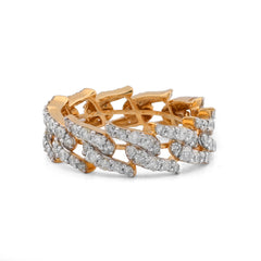Cuban Link Infinity Band 3CTW Natural Diamond 10k Gold Mens Pinky Ring 5g