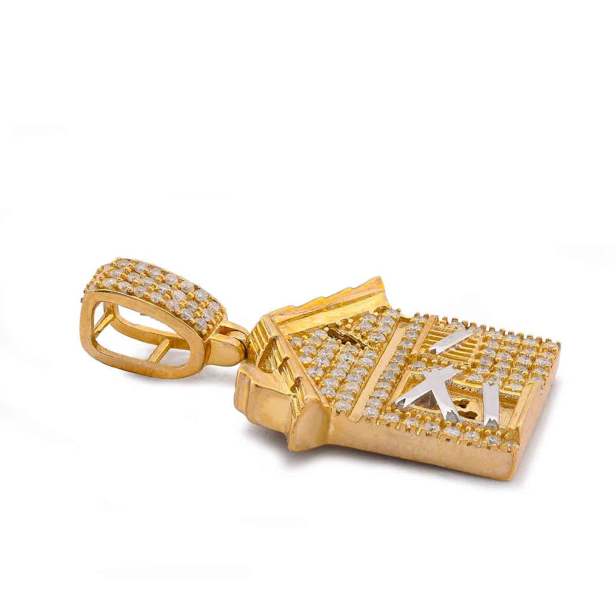 Trap House 0.75CTW Natural Diamond 10k Gold Small Pendant Charm 5.3gms For Mens