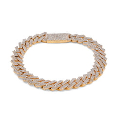 10MM 10k Yellow Gold 6.5CTW Natural Diamond Prong Cuban Link 8" Bracelet 51.1gms For Mens