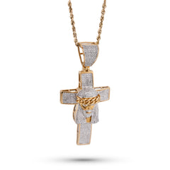 10k Yellow Gold 1.5CTW Cross w/ Jesus Head Natural Diamond Charm 10.3g Religious Pendant