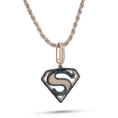 10k Yellow Gold Superman logo 2CTW Natural Diamond Mens Charm Pendant 4.2gms