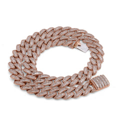 13MM 10k Rose Gold 18.2CTW Baguette/Round Natural Diamond Cuban Link Chain 18"  67.1g Necklace
