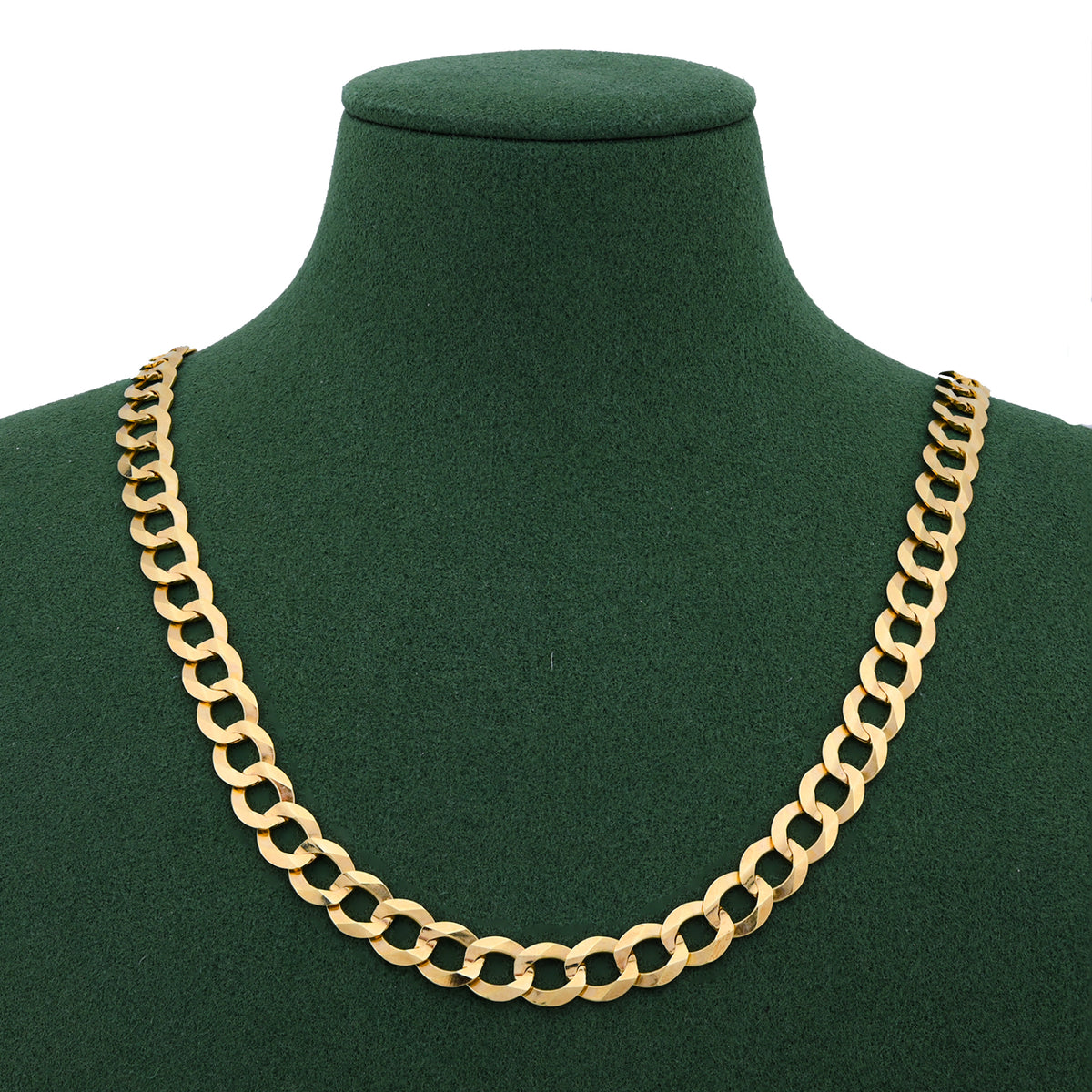 10k Yellow Gold Solid Flat Cuban Chain 2.3gms to 196gms Necklace 2MM to 15.8MM All Lengths Available