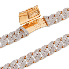 12MM Mens 10k Yellow Gold 19.87CTW Natural Diamond Cuban Link Chain 22" Necklace 71.9gms