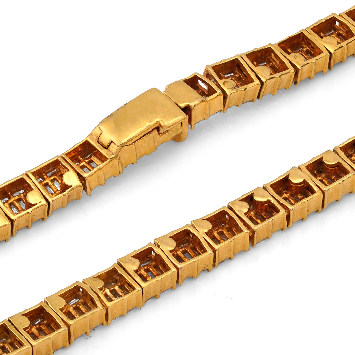 4.8MM 10k Yellow Gold All Baguette 8CTW Natural Diamond Tennis Chain 21" Necklace 34.2g