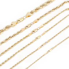 10K Yellow Gold Diamond Cut Rope Chain Necklace 1mm-12mm Mens Womens 16" - 30"
