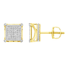 MEN'S STUD EARRINGS 0.35CT ROUND DIAMOND 10K YELLOW GOLD