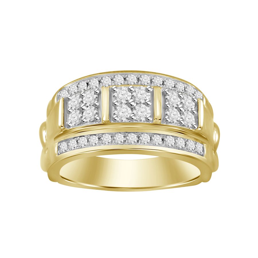 MEN'S RING 1.00CT ROUND DIAMOND 10K YELLOW GOLD