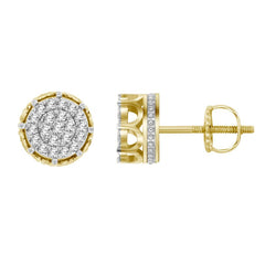 LADIES STUD EARRINGS 0.75CT ROUND DIAMOND 10K YELLOW GOLD